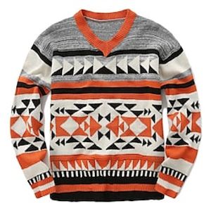Men's Pullover Sweater Jumper Jumper Ribbed Knit Regular Knitted Jacquard Graphic V Neck Keep Warm Modern Contemporary Daily Wear Going out Clothing Apparel Fall Winter Red M L XL Lightinthebox