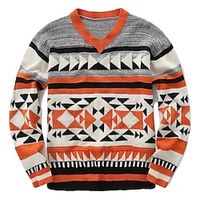 Men's Pullover Sweater Jumper Jumper Ribbed Knit Regular Knitted Jacquard Graphic V Neck Keep Warm Modern Contemporary Daily Wear Going out Clothing Apparel Fall Winter Red M L XL Lightinthebox - thumbnail