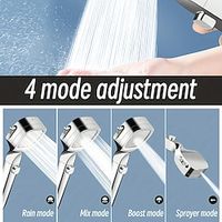 Pressurized Handheld Shower Head, 4 Modes Adjustable Water Output Shower Head, One Key Water Stop Shower Head, Bathroom Hardware, Bathroom Accessories Lightinthebox - thumbnail