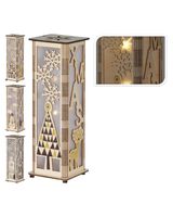 Homesmiths Christmas Lantern Wood Hologram LED 3 Assorted Design Gold 1 Piece