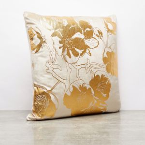 Foil Print Velvet Filled Cushion - 45x45 cms