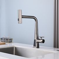 Waterfall Kitchen Faucet, 2023 Latest Centerset Faucet for Kitchen Sink, 3 in 1 Multi-functional Single Handle One Hole Pull out Cylinder Spout Kitchen Taps, Ceramic Valve Insides miniinthebox - thumbnail