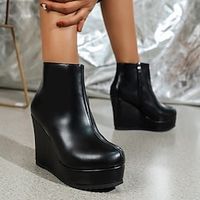 Women's Boots Platform Boots Combat Boots Plus Size Party Outdoor Daily Booties Ankle Boots Platform Chunky Heel Round Toe Punk Fashion Gothic PU Zipper Solid Color Black Lightinthebox - thumbnail