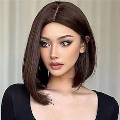 Bob Wigs For Women Short Blonde Straight Wig With Dark Roots Cosplay Middle Part Synthetic Hair miniinthebox