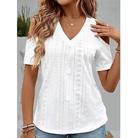 Shirt Blouse Women's White Plain Cut Out Cold Shoulder Street Daily Fashion V Neck Regular Fit S Lightinthebox