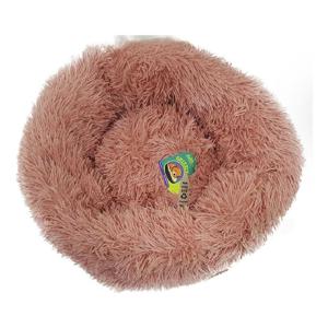 Nutrapet Grizzly Velor Plush Round Pet Bed Beige Pink Small - 50 x 15 cm