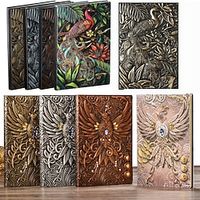 8 Types Embossed Leather Journal Diary Business Notebook  Agenda Antique Handmade Relief Notebook Phoenix Immortal Bird Travel Notebook Agenda Book Gift for Friends Size A5 (8.4x5x0.7 Inches) Lightinthebox - thumbnail