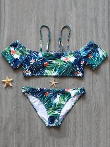 Sexy Print Word Shoulder Two-Pieces Bathing Suits