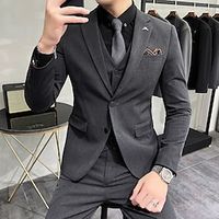 Black Light Grey Dark Gray Men's Party  Evening Prom Suits 3 Piece Solid Colored Tailored Fit Single Breasted Two-buttons 2022 Lightinthebox - thumbnail