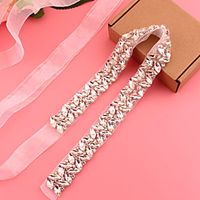 Satin  Tulle Wedding  Party  Evening Sash With Belt  Appliques  Crystals  Rhinestones Women's Sashes Lightinthebox - thumbnail