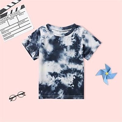 Kids Boys T shirt Short Sleeve Tie Dye Blue Children Tops Spring Summer Neutral Daily Daily 3-6 Years Lightinthebox
