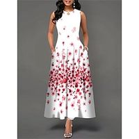 Women's Casual Dress Swing Dress Long Dress Maxi Dress Black White Pink Sleeveless Graphic Pocket Summer Spring Crew Neck Fashion 2023 S M L XL 2XL 3XL 4XL 5XL miniinthebox - thumbnail