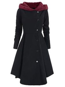Hooded Single Breasted Patchwork Trench Coat
