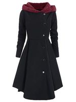 Hooded Single Breasted Patchwork Trench Coat - thumbnail