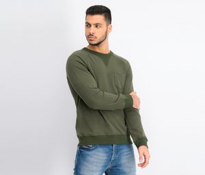 Mens Long Sleeve Banded Sweaters  Olive
