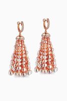 Bahar Diamond Earrings with Pearls in 18kt Rose Gold, Large Bahar Diamond Earrings with Pearls in 18kt Rose Gold, Large