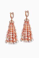 Bahar Diamond Earrings with Pearls in 18kt Rose Gold, Large - thumbnail