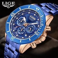 LIGE Men Quartz Watch Sports Fashion Wristwatch Analog Luminous Stopwatch Calendar Chronograph Stainless Steel Watch miniinthebox