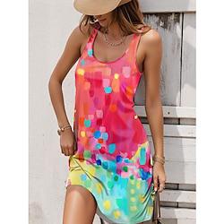 Women's Casual Dress Tank Dress Ombre Print U Neck Mini Dress Sleeveless Summer Lightinthebox