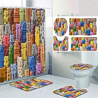 Bathroom Shower Curtain  Mat Set Classic Polyester New Design miniinthebox - thumbnail