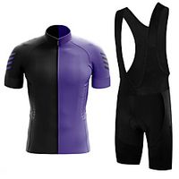 21Grams Men's Short Sleeve Cycling Jersey with Bib Shorts Summer Spandex Purple Patchwork Bike Quick Dry Moisture Wicking Sports Patchwork Mountain Bike MTB Road Bike Cycling Clothing Apparel Lightinthebox - thumbnail