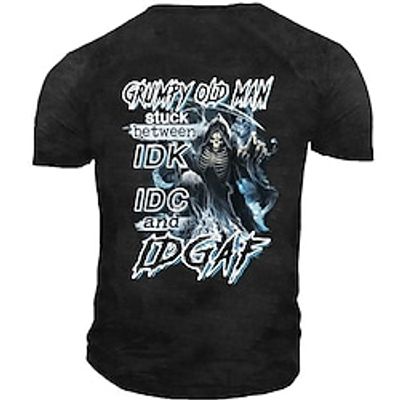 Men's Unisex T shirt 3D Print Graphic Prints Skull Letter Crew Neck Street Daily Print Short Sleeve Tops Casual Designer Big and Tall Sports Black Army Green Dark Gray Lightinthebox