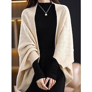 Women's Cardigan Shrug Open Front Ribbed Knit Polyester Knitted Fall Winter Regular Outdoor Daily Going out Stylish Casual Soft Long Sleeve Solid Color Khaki Beige Gray One-Size Lightinthebox