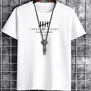 Men's Unisex Tee T shirt Hot Stamping Graphic Prints Letter Plus Size Print Short Sleeve Casual Tops Cotton Basic Fashion Designer Big and Tall White Black Khaki Lightinthebox