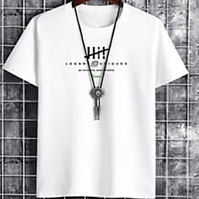 Men's Unisex Tee T shirt Hot Stamping Graphic Prints Letter Plus Size Print Short Sleeve Casual Tops Cotton Basic Fashion Designer Big and Tall White Black Khaki Lightinthebox