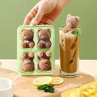 Cute Bear Ice Cube Mold Silicone 3D Fun Shape Ice Cube Tray with Clear Funnel Type Lid Easy Release Large Ice Cube Molds for Drinks Cocktails Ice Coffee Whiskey Homemade Juice Lightinthebox