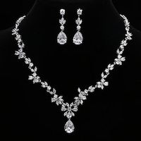 Bridal Jewelry Sets 1 set Cubic Zirconia Copper 1 Necklace Earrings Women's Luxury Elegant Drop Jewelry Set For Wedding Party Anniversary Lightinthebox - thumbnail