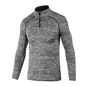 Men's T shirt Tee Gym Shirt Compression Shirt Training Shirt Workout Shirts Quarter Zip Long Sleeve Training Sports  Outdoor Casual Daily Fitness Gym Quick dry High Stretch Sweat wicking Moisture Lightinthebox