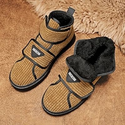 Men's Boots Winter Boots Fleece lined Vintage Casual British Outdoor Daily Plush Warm Comfortable Booties / Ankle Boots Magic Tape Black Khaki Gray Fall Winter miniinthebox