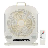 Geepas 12" Rechargeable Fan with Remote Control | High Performance Fan | 3-Speed Controls | Powerful and Efficient Cooling | White| GF21190