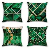 1PC Green Geometric Double Side Pillow Cover Soft Decorative Square Cushion Case Pillowcase for Bedroom Livingroom Sofa Couch Chair miniinthebox