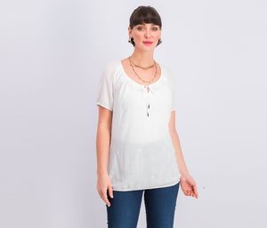 Womens Embroidered Short Sleeve Top  White