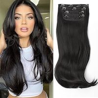 Clip in Hair ExtensionsBlack Hair Extensions for Women Straight Layered Hair Extensions Synthetic Heat Resistant Long Wavy Daily Use 20 Inch Lightinthebox