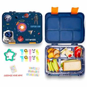 Eazy Kids 5 & 4 Convertible Bento Lunch Box With Sandwich Cutter Set - Expedition Space