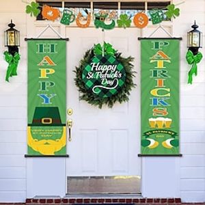 1pc Happy Patricks Poster with Hangers Courtyard Wall Art Canvas Posters Art For Home Living Room Decoration Wall Art Decor Lightinthebox