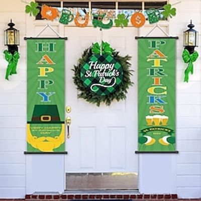 1pc Happy Patricks Poster with Hangers Courtyard Wall Art Canvas Posters Art For Home Living Room Decoration Wall Art Decor Lightinthebox