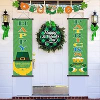 1pc Happy Patricks Poster with Hangers Courtyard Wall Art Canvas Posters Art For Home Living Room Decoration Wall Art Decor Lightinthebox - thumbnail