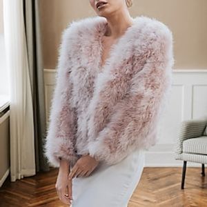 Faux Fur Wraps Shawls Women's Wrap Pure Elegant Long Sleeve Faux Fur Wedding Wraps With Pure Color For Wedding Fall miniinthebox