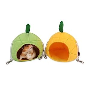 Rat Hammock and House Bedding Set Hanging Bed and Nesting Cave for Guinea Pigs Hamster Ferret Chinchilla Cage Small Animals Sleep and Play Pineapple Lightinthebox