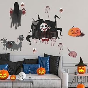 Halloween Pumpkin Skull Bloody Handprint Wall Stickers Bathroom  Living Room Removable  Pre-pasted PVC Home Decoration Wall Decal 2pcs Lightinthebox