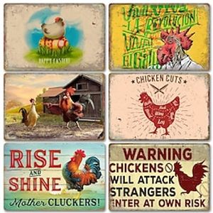 2023 new foreign trade chickens rooster retro iron painting farm background wall frameless decorative mural Lightinthebox