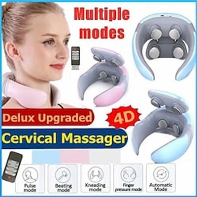 2024New 4D Magnetic Pulse Heated Electric Intelligent Neck Shoulder Massager Fatigue Relief Relaxation Cervical Massage Beauty Tool Lightinthebox