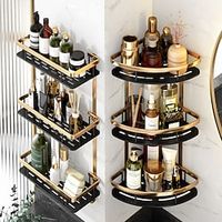 Bathroom Corner Shelf Bathroom Shower Caddy Organizer for Kitchen Toilet No Drilling 2-tier Bathroom Corner Shelves Shower Caddies(BlackGolden) miniinthebox - thumbnail