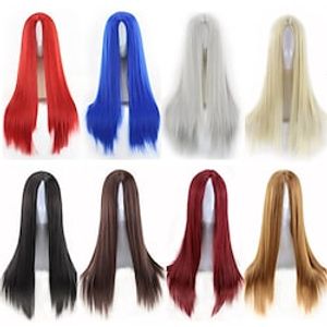Anime Wigs Wig Middle Part Bangs Hair Curtain Long Straight Hair Face Repair European and American Color Wig Lightinthebox