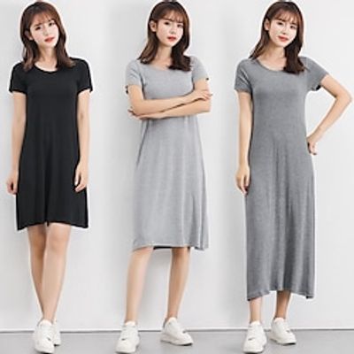 Dress Summer New Korean Version Of Modal Short-Sleeved Large-Size Long Dress Loose Inner Short-Sleeved Bottoming Skirt Lightinthebox