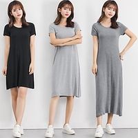 Dress Summer New Korean Version Of Modal Short-Sleeved Large-Size Long Dress Loose Inner Short-Sleeved Bottoming Skirt Lightinthebox - thumbnail